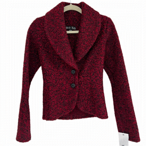 NWT Dinh Ba Knit Burgundy and Black Blazer - Size XS
